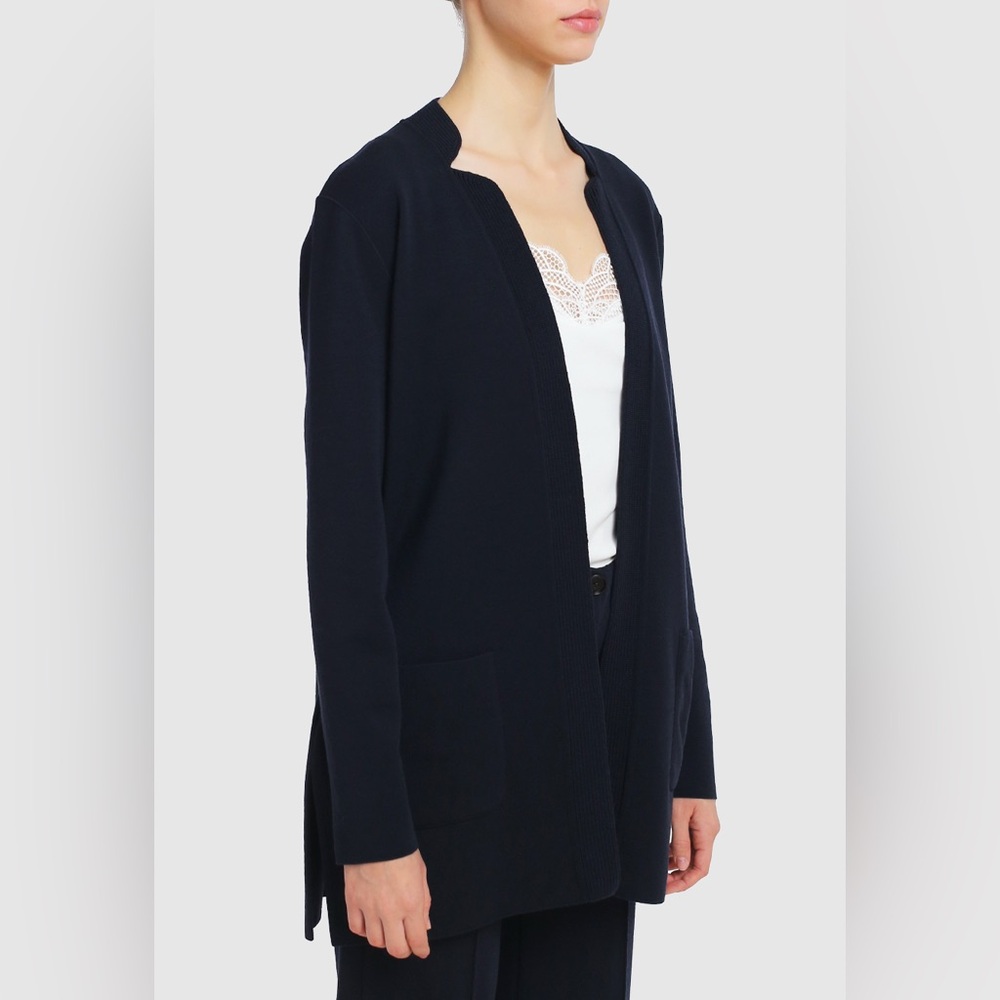 MARC CAIN 100% Virgin Wool Long Cardigan Jacket N2 Minimalist Luxury